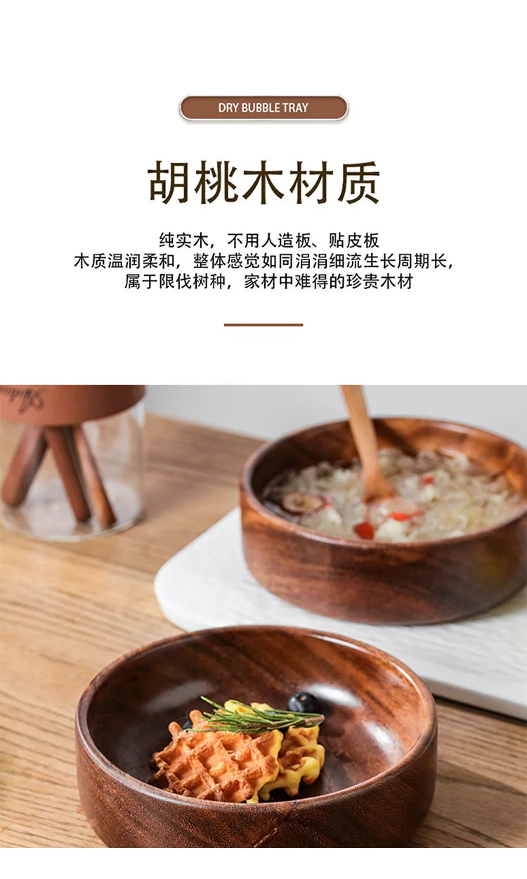 Walnut Wooden Boat Bowl – Vintage Solid Wood Salad & Fruit Bowl for Home Kitchen Storage