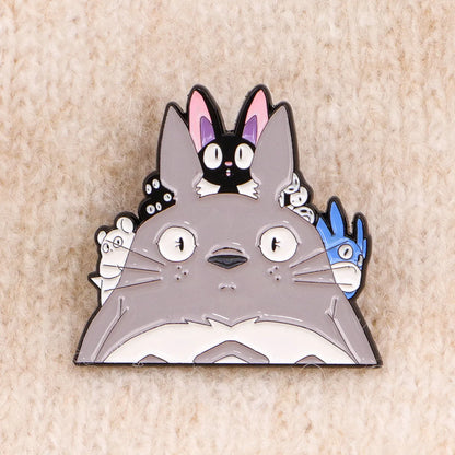 Grey Cat Enamel Pins 1-5PCS Set - Classic Anime Brooches for Backpacks, Bags & Fan Gifts