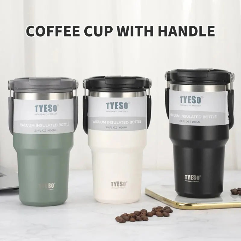 Tyeso Double-Layer Insulated Coffee Cup – Large Capacity Portable Stainless Steel Ice Cream Cup