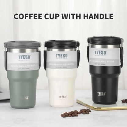Tyeso Double-Layer Insulated Coffee Cup – Large Capacity Portable Stainless Steel Ice Cream Cup