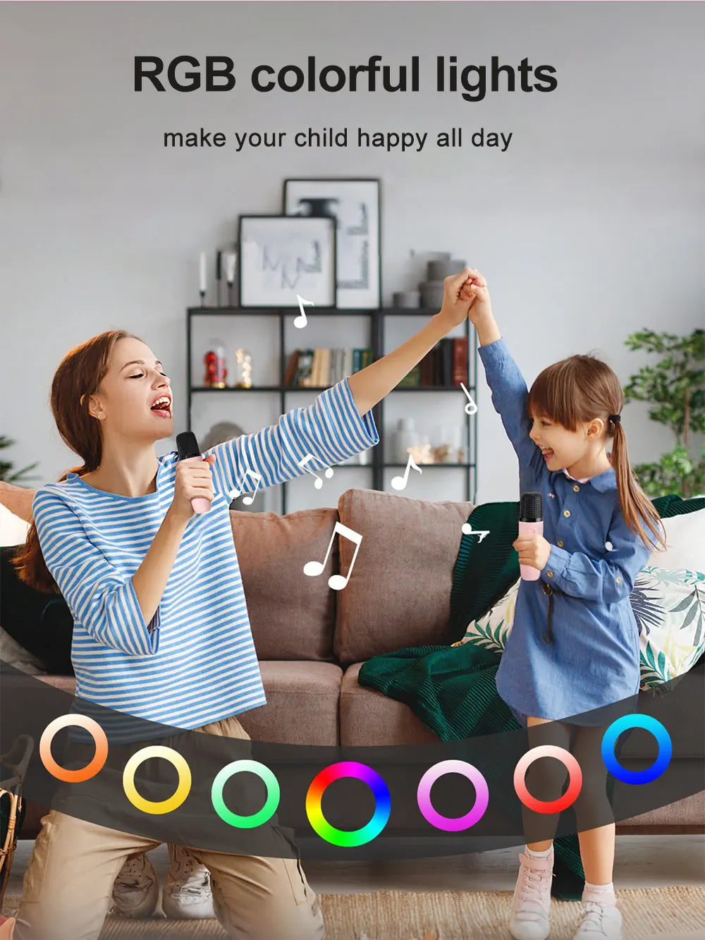 Haomuren Portable Karaoke Machine – Mini Bluetooth Speaker with 1-2 Wireless Microphones, Singing Toy for Kids & Family Party Gift
