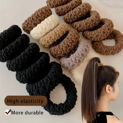 10PCS Wide Thick Hair Ties - Durable Elastic Ponytail & Bun Holders