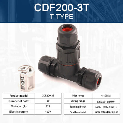 IP68 Waterproof Quick Wire Connector I/T Shape – 2/3/5 Pin Solderless LED Outdoor Electrical Junction Box, Rainproof Cable Connector