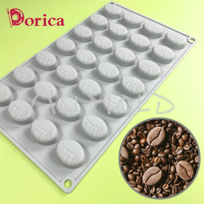 28-Hole Coffee Bean Silicone Mold – DIY Chocolate, Pudding, Soap, Candle, and Cake Decoration Bakeware