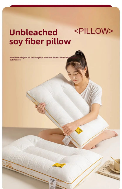 Soybean Fiber Cervical Pillow — Adult Sleep Pillow Core for Home, Dormitory & Hotel Use