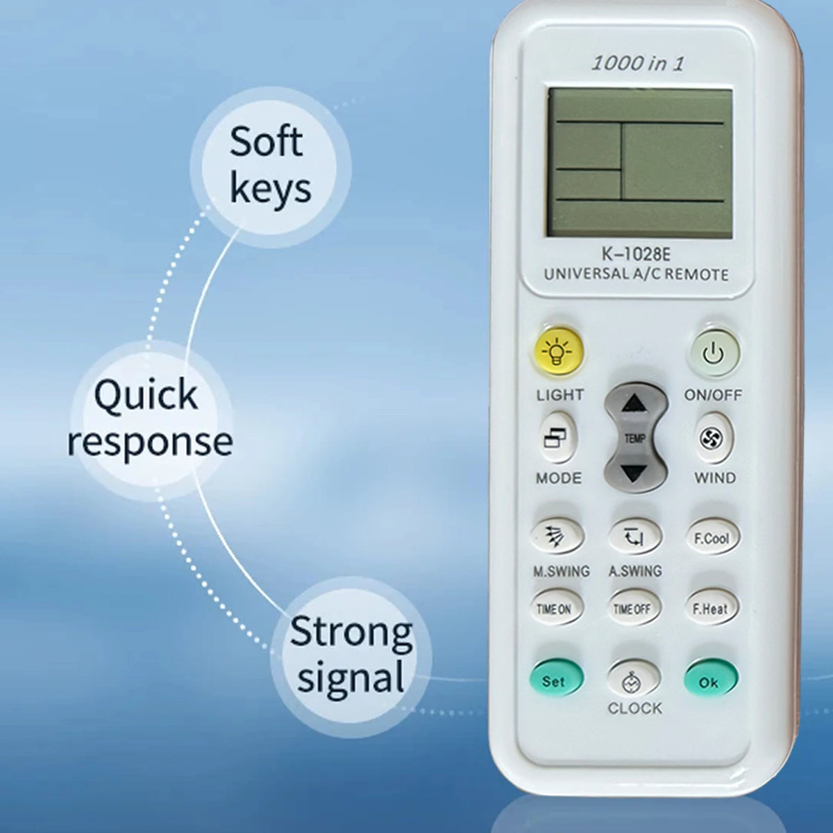 K-1028E Universal AC Remote Control - 1000-in-1 Air Conditioner Remote with Digital LCD Display