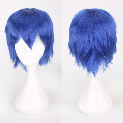 Unisex Synthetic Anime Cosplay Wig – Short Straight Heat-Resistant Hair in Red, White, Pink, Gray & Brown