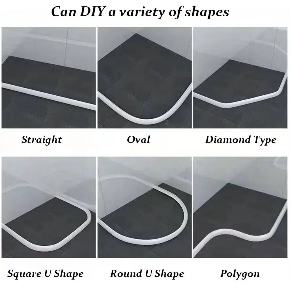 Flexible Silicone Water Stopper Strip - Self-Adhesive Shower Door Water Barrier for Bathroom Wet and Dry Separation