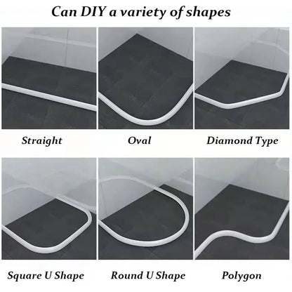 Flexible Silicone Water Stopper Strip - Self-Adhesive Shower Door Water Barrier for Bathroom Wet and Dry Separation