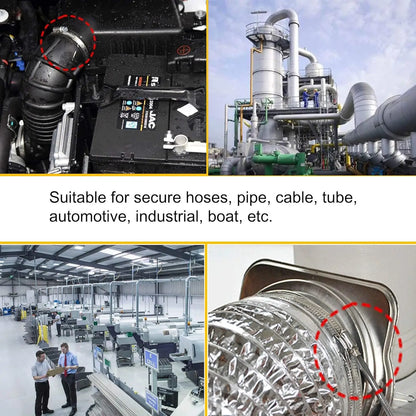 Adjustable 6mm-1400mm Hose Clamp — 304 Stainless Steel Fuel Line, Dryer Vent, Air Duct & Automotive Pipe Clip