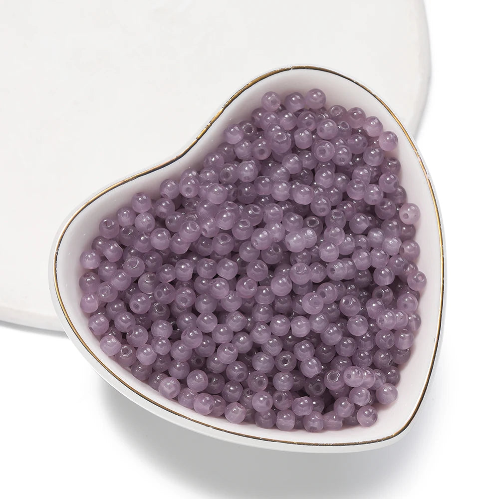 50/100pcs 4mm Colored Glass Jade Beads - Round Spacer Beads for DIY Earrings, Necklaces & Bracelets