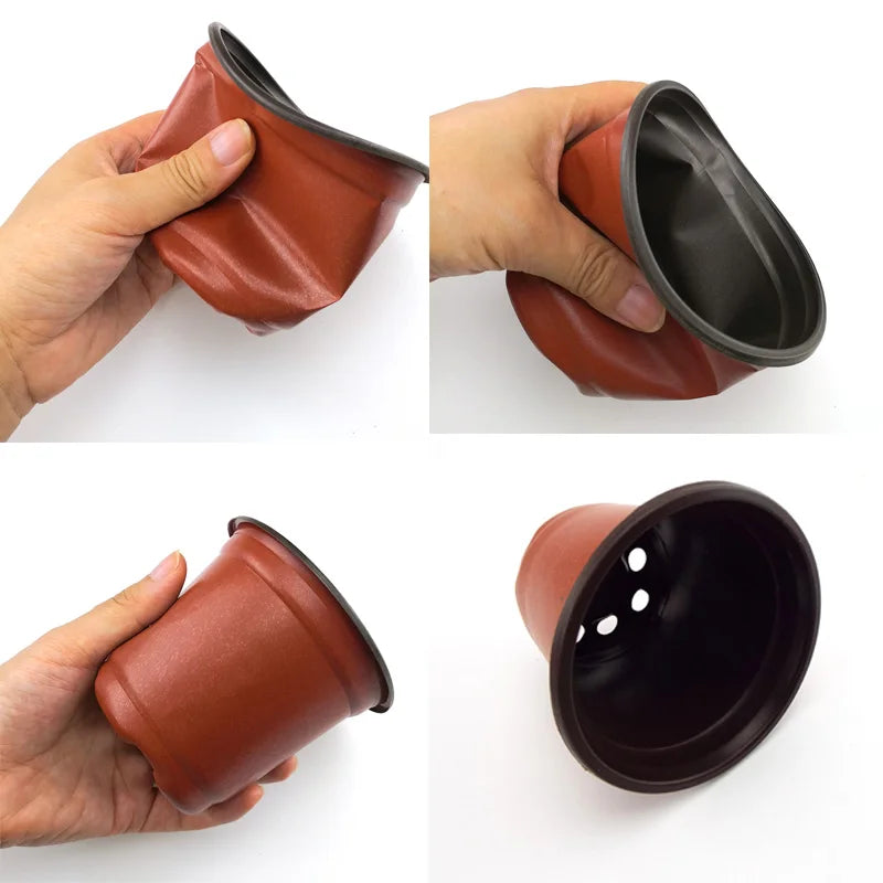 Plastic Flower Pot Grow Box with Fall-Resistant Tray – Nursery & Transplant Pots for Home Garden Plants