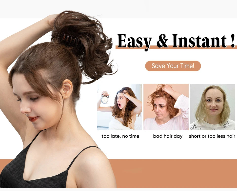 SARLA Premium Synthetic Claw Clip-In Ponytail Extensions – Blonde Hairpiece, Fake Pigtail Hair Bun for Women P026