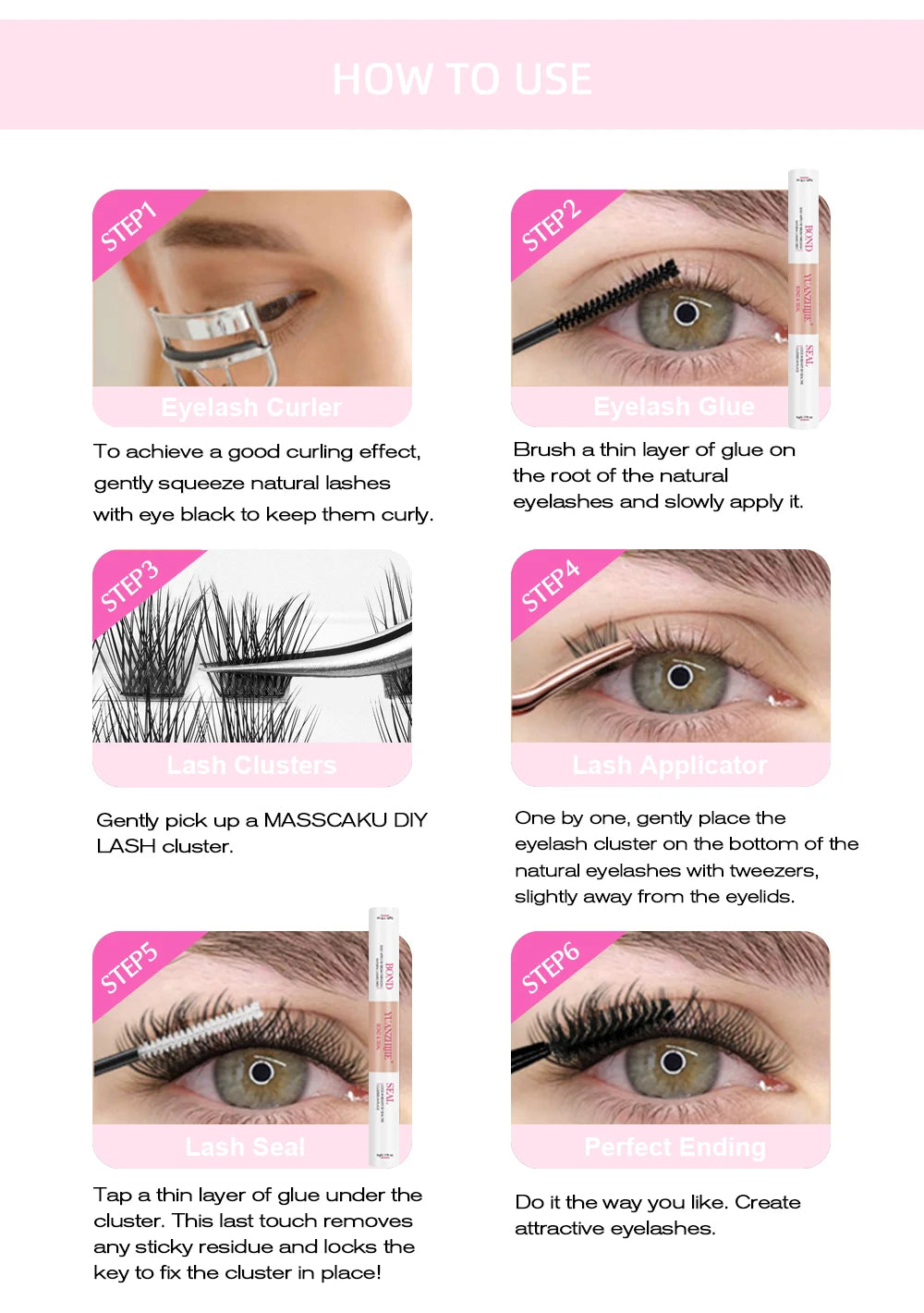 DIY 144 Cluster Lashes – Natural C/D Curl Individual Mink Eyelashes, Free Shipping, Home Makeup Supplies