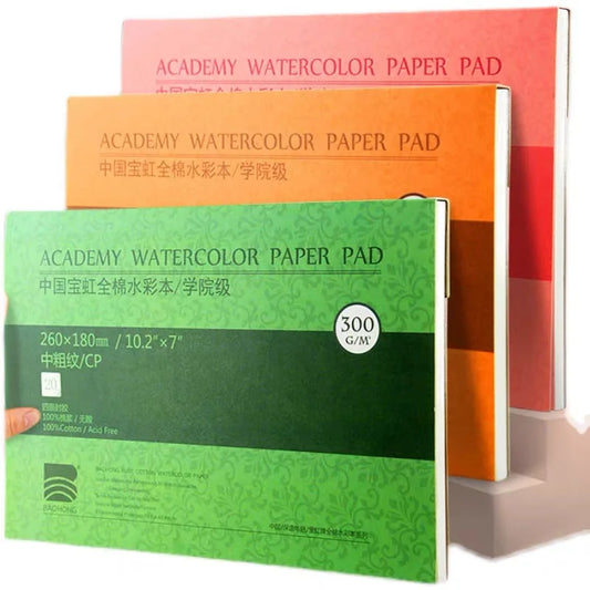 100% Cotton Watercolor Paper Pad – 32K/16K/8K 20 Sheets 200gsm/300gsm Sketchbook for Drawing & Painting
