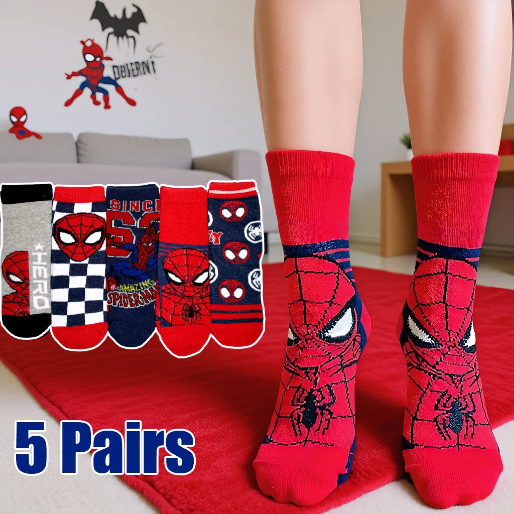 Kids Anime Crew Socks - 5 Pairs Kawaii Cartoon Socks for Boys and Girls Ages 2–9, Birthday and Christmas Gift