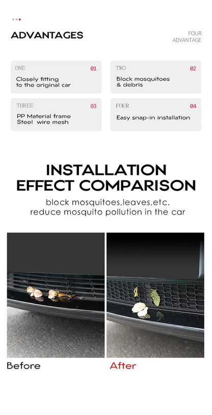 Front Grill Guard Mesh Inserts for Tesla Model Y 2021-2024 – Air Inlet Vent Cover & Bumper Filter Accessories