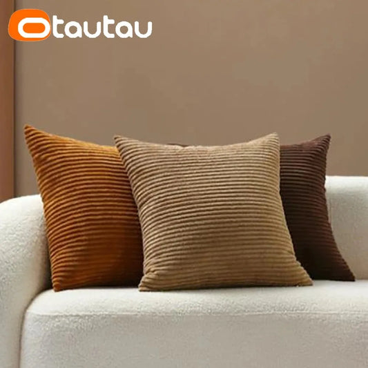 Cotton Corduroy Cushion Cover - Soft Throw Pillowcase Without Insert for Sofa Home Decor