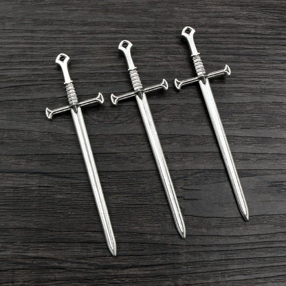 10pcs Antique Silver Sword Charms - DIY Jewelry Making Pendants Necklace Craft Accessories Findings