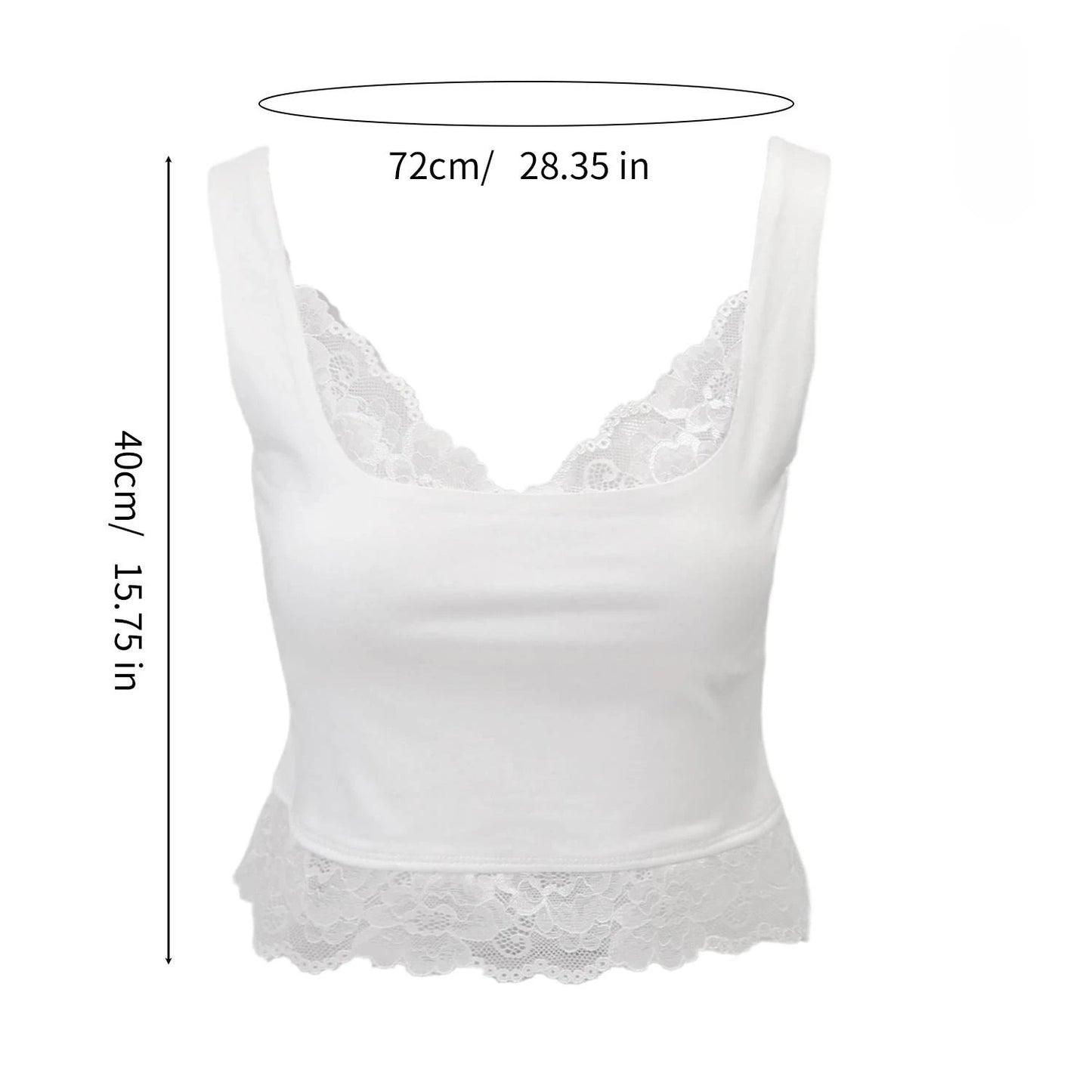 Women’s Y2K Lace Trim Crop Top – Sleeveless V-Neck Backless Skinny Camisole Streetwear Summer Tank Vest