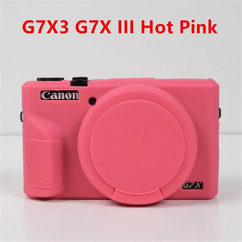 Canon G7X Silicone Camera Case - Soft Rubber Shockproof Body Cover with Lens Cap for G7X Mark II III G7XII G7X2 G7XIII G7X3