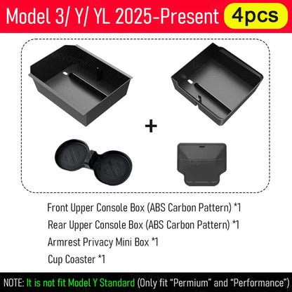 Tesla Center Console Organizer Tray – Storage Box and Cup Holder Insert for Model Y Juniper, Model 3 and Model YL (2025–2026)
