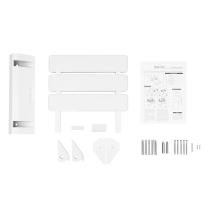 90° Folding Shower Seat – Wall-Mounted Waterproof Bench Stool, White Bathroom & Porch Seat, Supports Up to 130kg, 32×34cm
