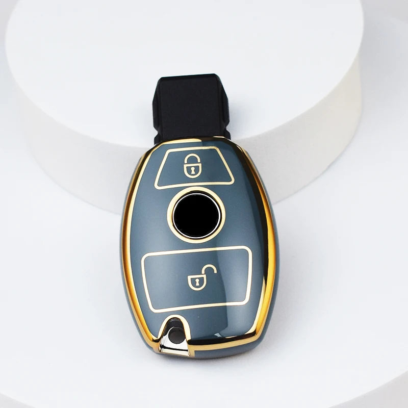 Car Key Case Cover – Key Bag Accessories for Mercedes Benz A/B/C/S Class, AMG, GLA, CLA, GLC W176/W221/W204/W205 Fob Keychain