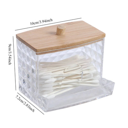 Cotton Round Pad & Powder Puff Holder – Dustproof Portable Makeup Organizer Box for Home, Durable Bathroom Storage Jar
