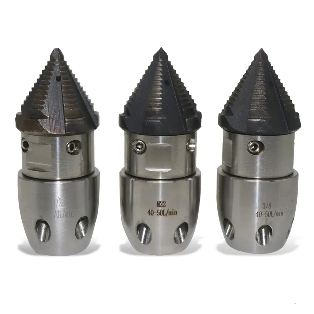 High Pressure Rotating Nozzle 1/2 M22 & 3/8 – Sewer & Sludge Cleaning Water Gun Nozzle for Pressure Washing