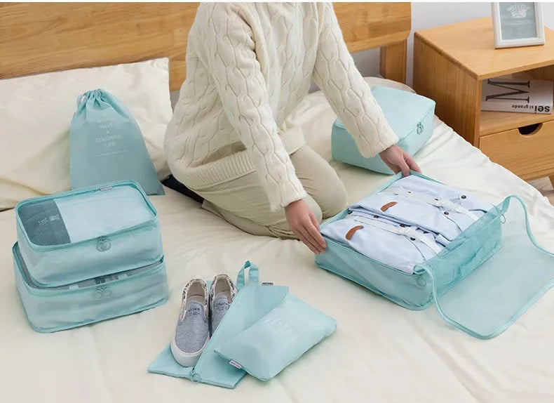 7/8/9/10-Pcs Travel Organizer Set — Portable Packing Cubes for Luggage, Clothes & Shoes, Foldable Storage Bags