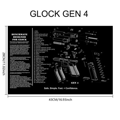 Gun Cleaning Rubber Mat Mouse Pad – AR15, AK47, Remington 870, GLOCK Gen4/Gen5, CZ-75, P220, P226, P229, Beretta 92, 1911 3D Work Mat