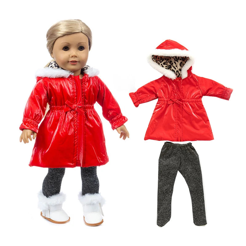 18-Inch Girl Doll Clothes – Pink Coat & Office Dress Outfit, Baby Girl Doll Gift Toy