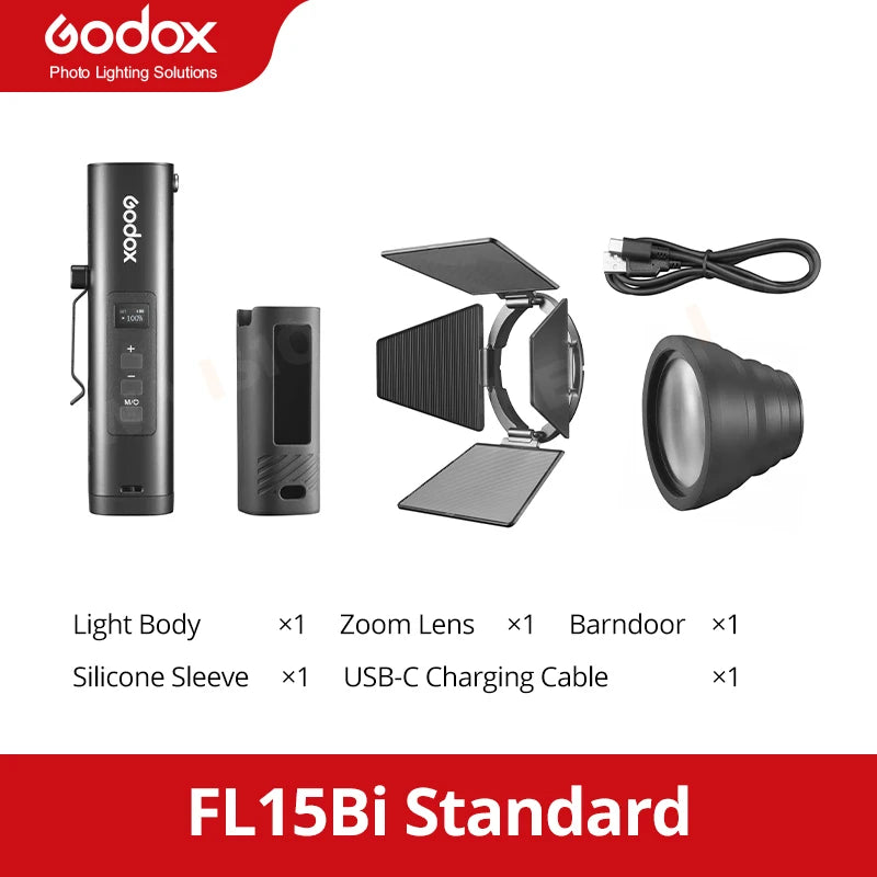 Godox FL15Bi Bi-Color LED Video Light - 2800K–6500K Portable Handheld Light with 11 FX Effects for Photography & Vlogging