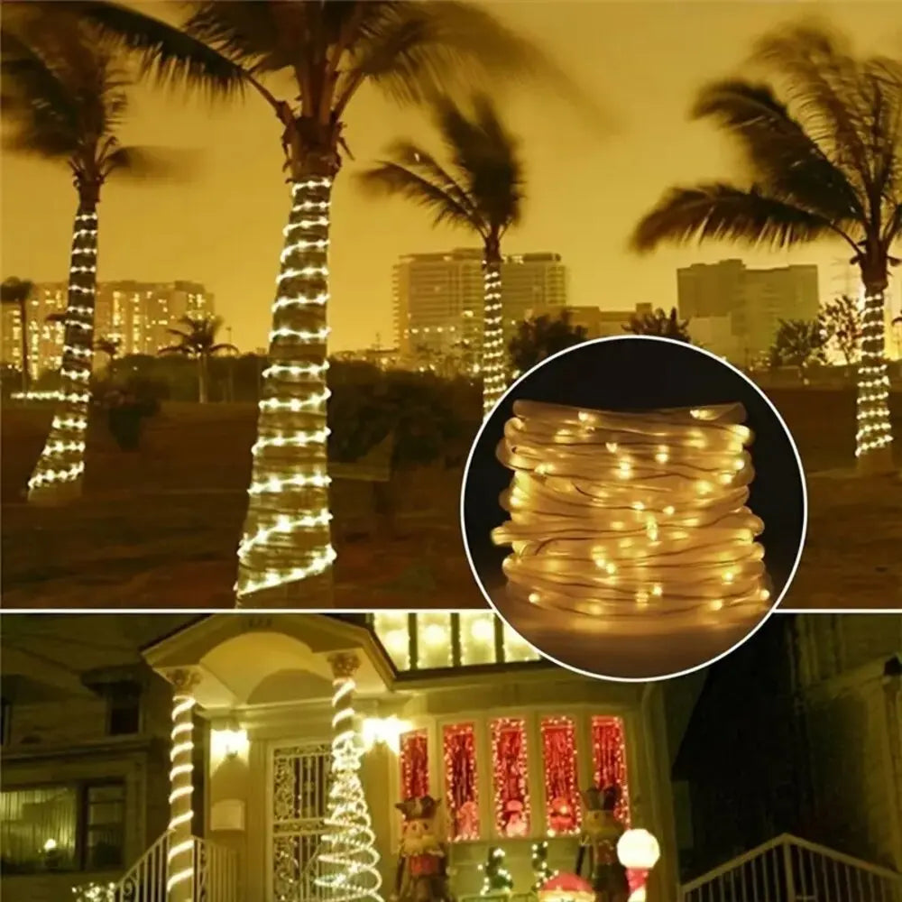 Outdoor Solar Tube Rope LED Lights: Waterproof Christmas Decoration for Garden & Wedding