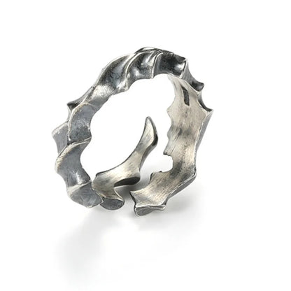 925 Silver Retro Vine Branch Ring for Men – Creative Open Adjustable Finger Jewelry