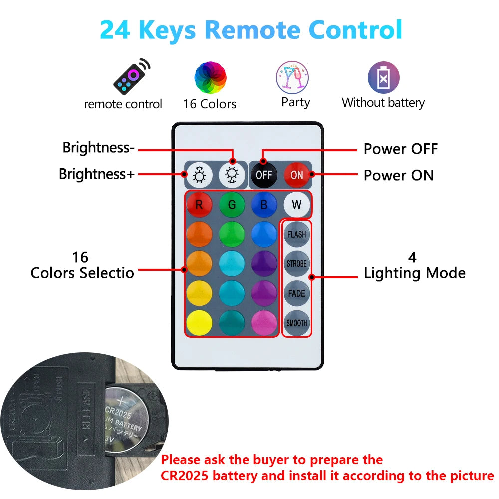 16-Color RGB LED Bulb E27 – Dimmable Multicolor 220V Household Lighting with 24-Key Remote & Neon Atmosphere Light