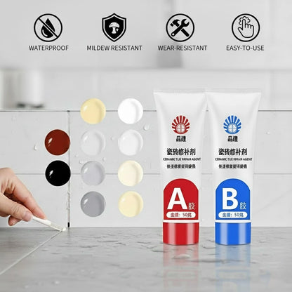 Tile and Ceramic Repair Kit - Waterproof Crack, Chip, and Gap Filler for Floors, Toilets, Sinks, and Bathtubs
