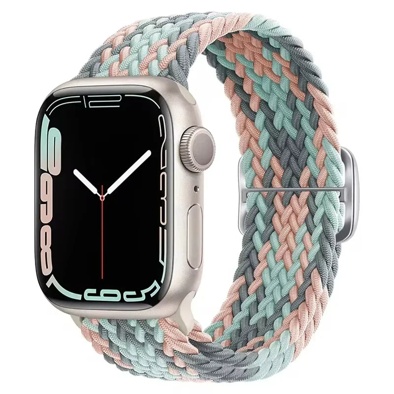 Braided Solo Loop Apple Watch Ultra Band – Elastic Nylon Adjustable Bracelet Strap for iWatch SE, Series 3–9 (38mm–49mm)