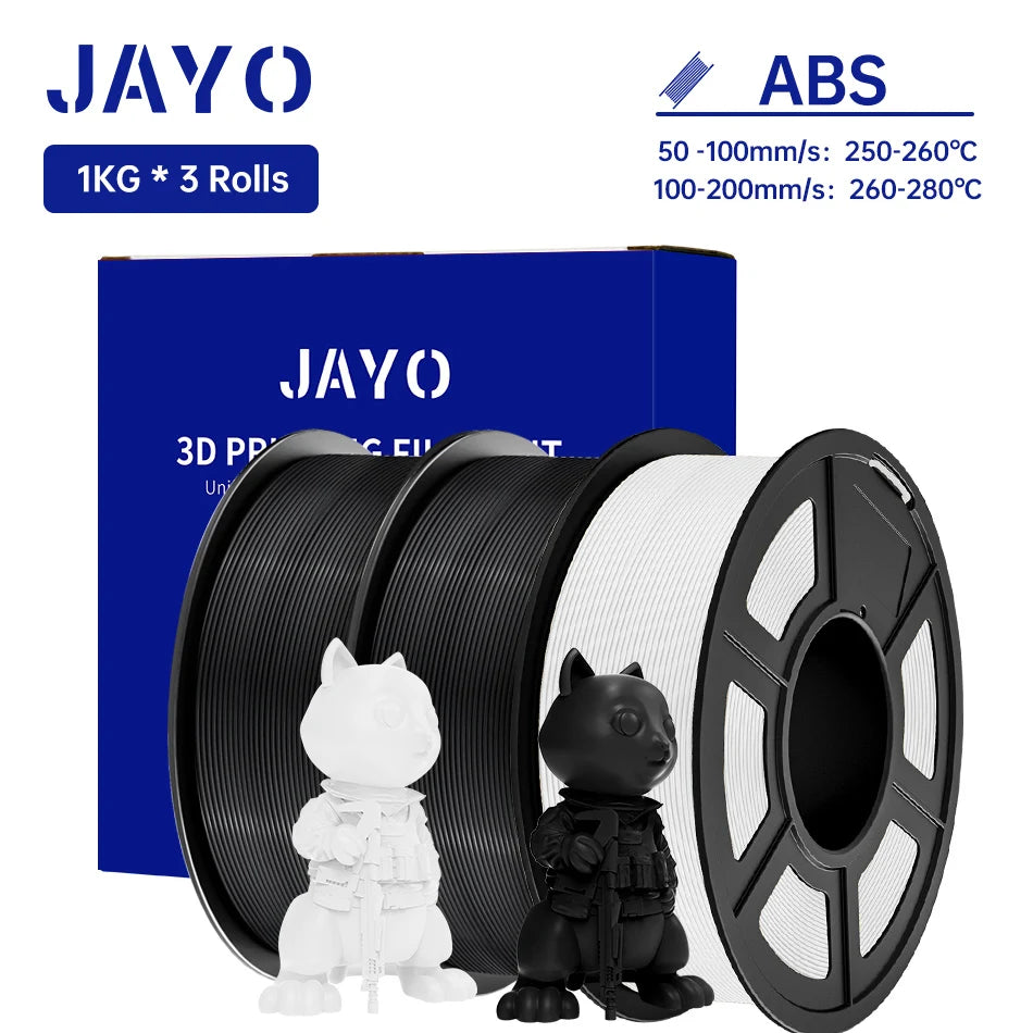 JAYO ABS 3D Printer Filament 1.75mm – High Toughness 1KG/Roll, Available in 1/2/3/5/10 Rolls