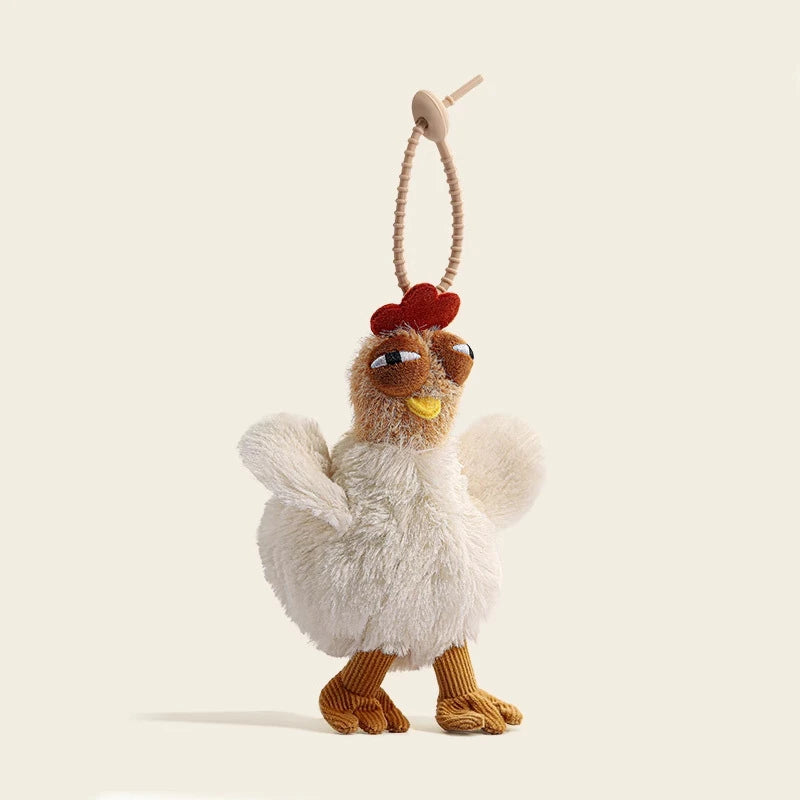 Fur Chicken Plush Bag – Funny Ugly Hen Shaped Handbag, Kawaii Satchel Purse with Pendant Keychain for Women Birthday Gifts