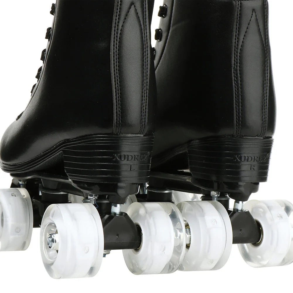 PU Leather Roller Skates – Inline & Quad Skating Shoes, Flashing 4-Wheel Sneakers, Europe Size, Training & Fun
