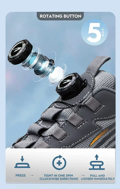 Rotating Button Safety Shoes for Men – Anti-Smash, Anti-Puncture Work & Security Protective Boots, Fashion Sport Design