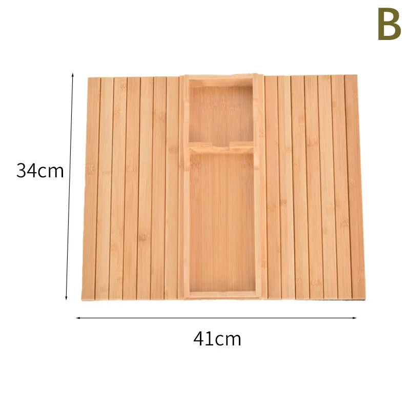 Bamboo Couch Cup Holder – Anti-Slip Foldable Sofa Armrest Tray for Cups, Snacks & Remote Control   1/2