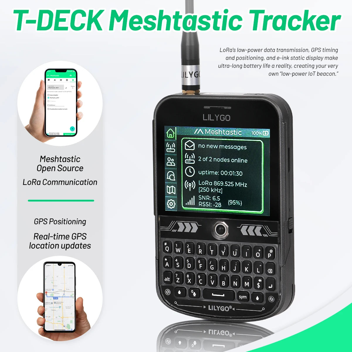 LILYGO T-Deck Plus LoRa Mesh Radio - ESP32-S3 GPS LoRaWAN Pocket Tracker for Meshtastic
