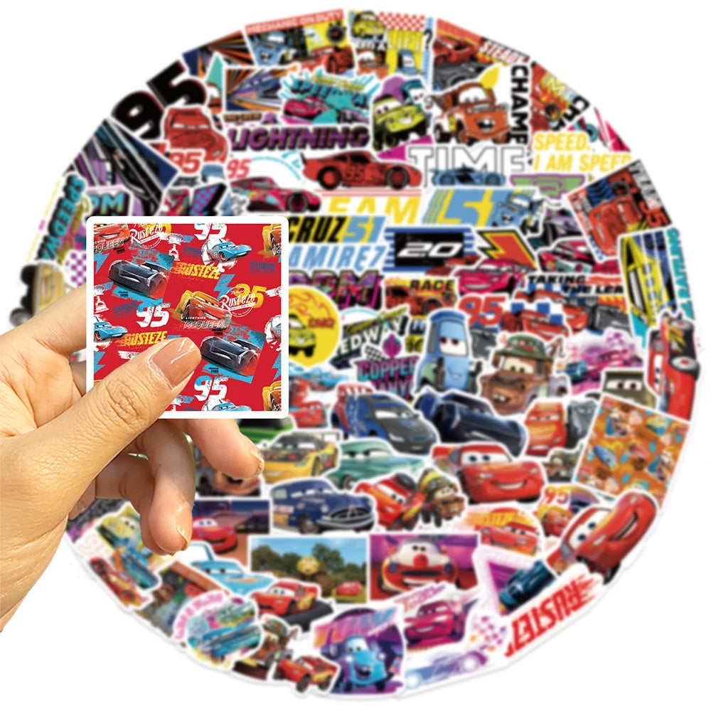 10/30/50/100PCS Disney Cars Lightning McQueen Stickers - Cartoon Decals for Laptops, Motorcycles, Luggage, Phones, and Travel Accessories