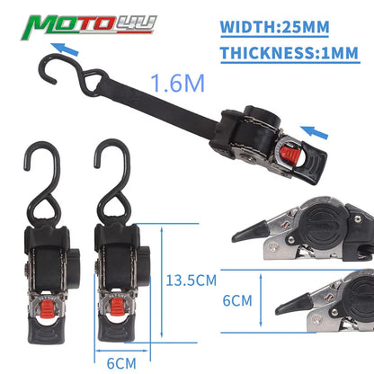 MOTO4U Retractable Ratchet Straps with Coated S-Hooks – Stainless Steel Auto Self-Ratcheting Tie Down Straps for Secure Cargo