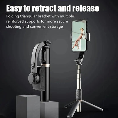 Q08 Handheld Gimbal Stabilizer with Selfie Stick & Fill Light – Bluetooth Tripod for Smartphone & Action Camera