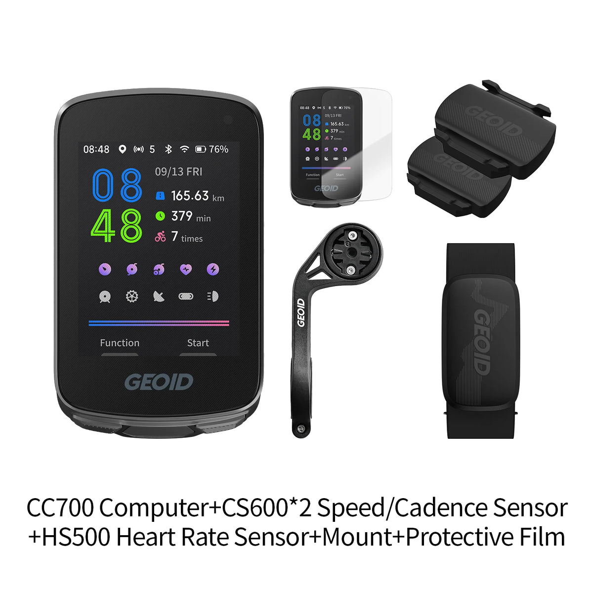 GEOID CC700 GPS Bike Computer - 2.8-Inch Color Screen Cycling Speedometer with Route Navigation, WiFi & Waterproof Design
