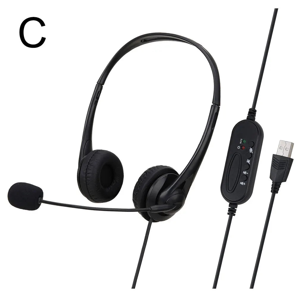 3.5mm/USB Wired Computer Headset – Stereo Earphones with Noise-Cancelling Microphone for Chat, Online Teaching & Video Conferencing